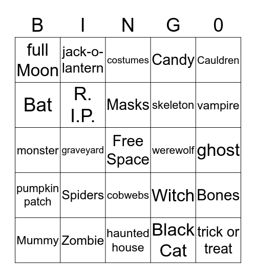 Halloween Bingo Card