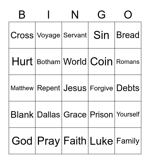 Sermon Bingo Card