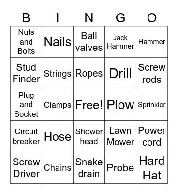 Meg's Home Depot Bingo Card