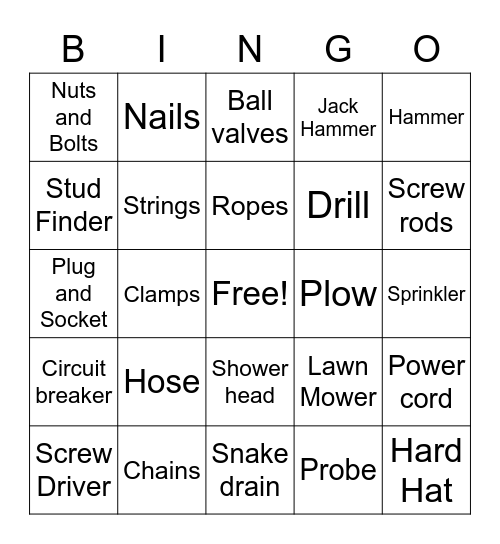 Meg's Home Depot Bingo Card