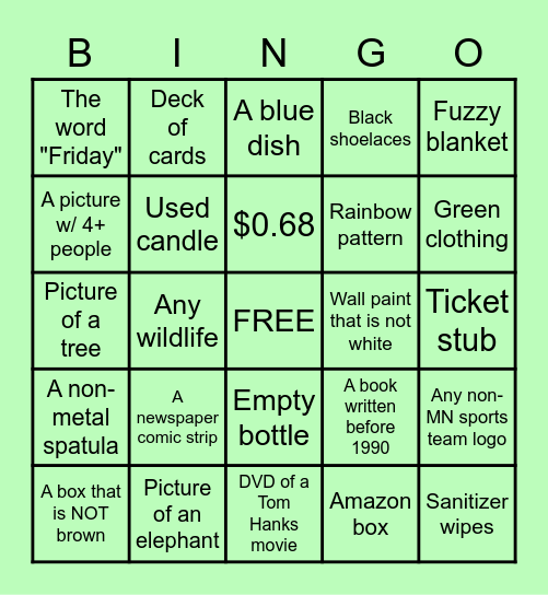 BLAINE/GARY SCAVENGER HUNT BINGO! Bingo Card