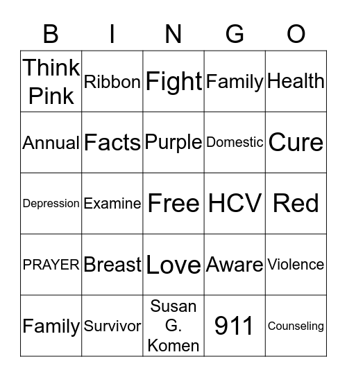Awareness Bingo Card