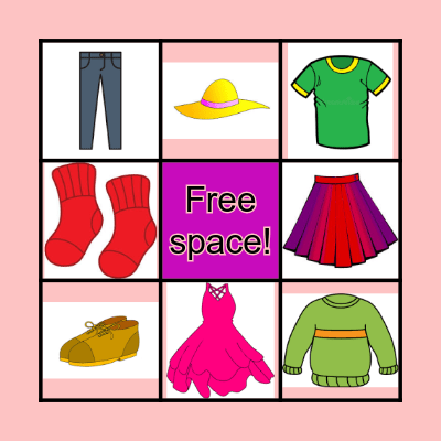 CLOTHES Bingo Card
