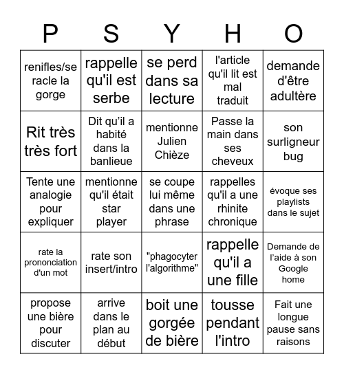Bingo Psyhodelik Bingo Card