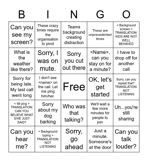 Remote Bingo Card