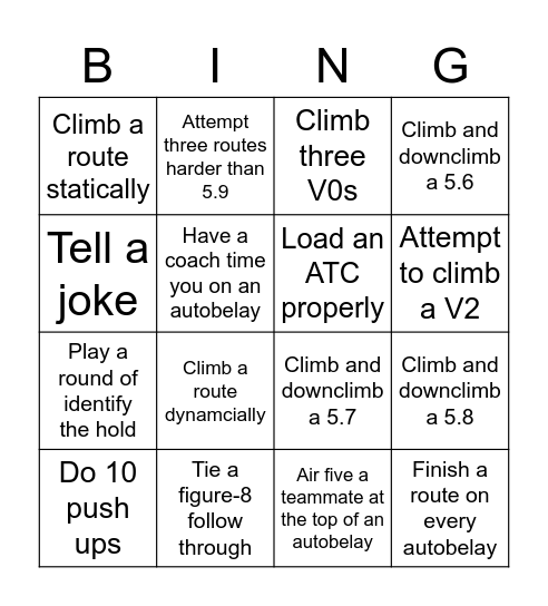 Team Name: Bingo Card