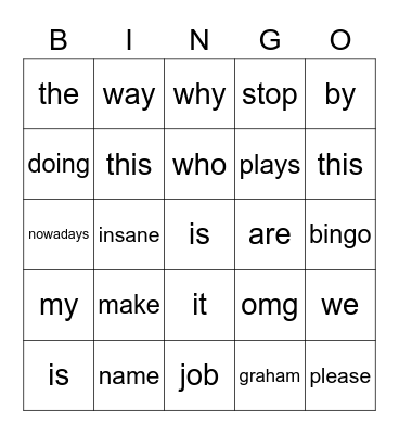 CGI Bingo Card