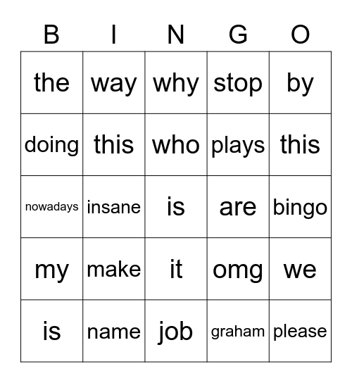 CGI Bingo Card