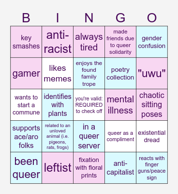 QUEER BINGO: loam edition Bingo Card