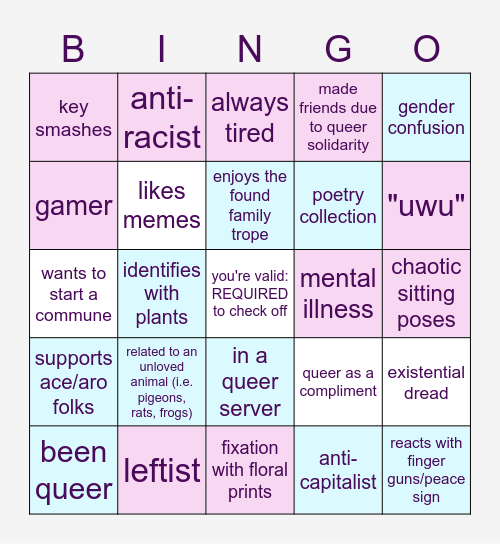 QUEER BINGO: loam edition Bingo Card