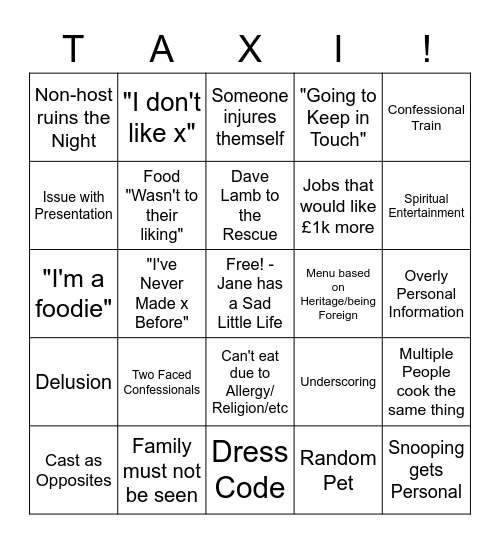 Come Bingo With Me! Bingo Card