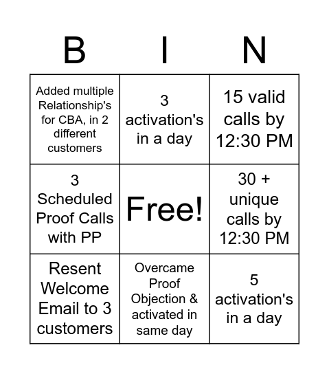 Proof Bingo Card