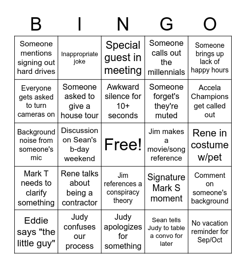 Meeting Bingo Card