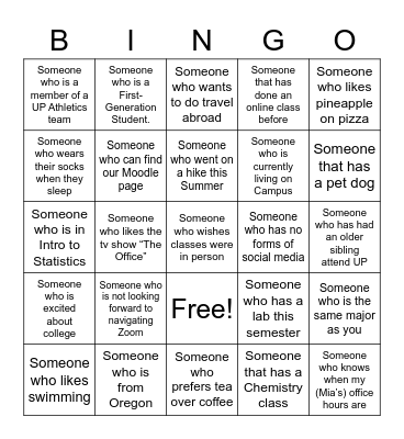 Workshop Bingo Card