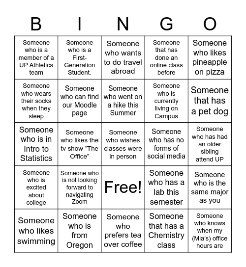 Workshop Bingo Card