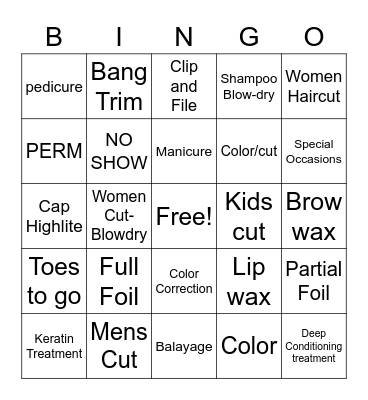 Service BINGO Card