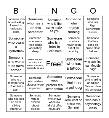 Workshop Bingo Card
