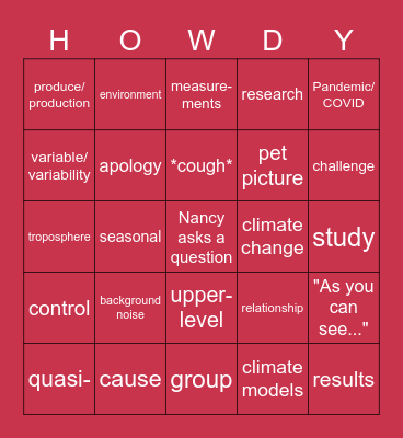 Seminar Bingo Card