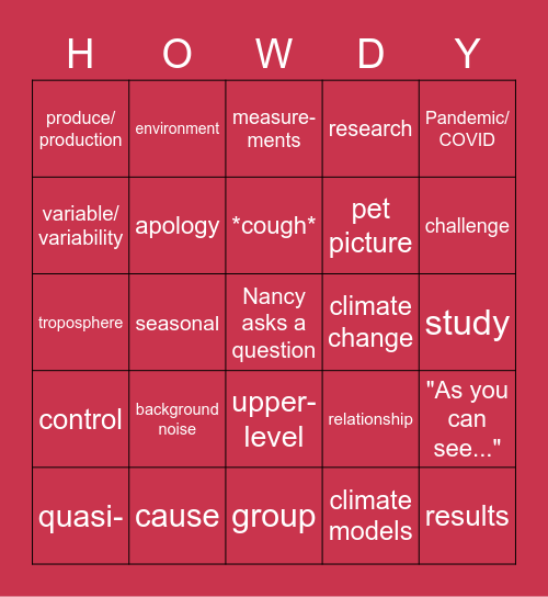 Seminar Bingo Card
