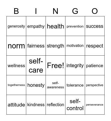 SEL Bingo Card