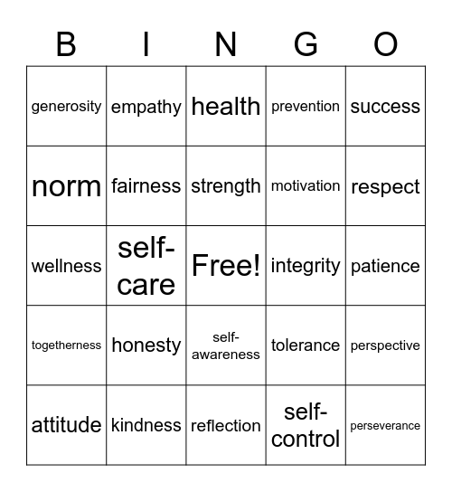 SEL Bingo Card