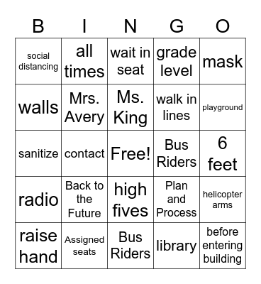 Expectations Bingo! Bingo Card