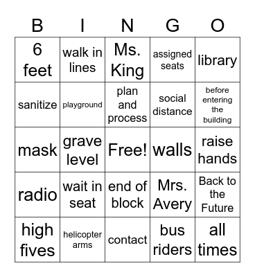 Expectations Bingo! Bingo Card