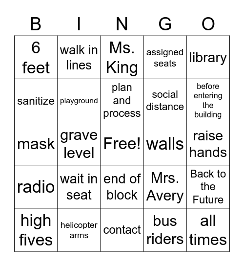Expectations Bingo! Bingo Card