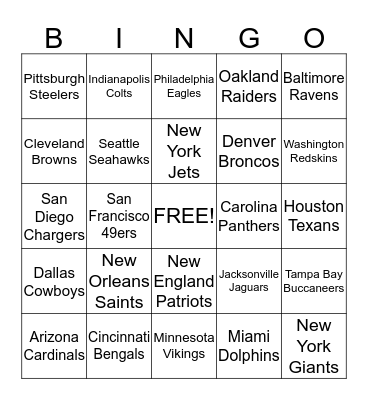 Football BINGO- week 9 Bingo Card