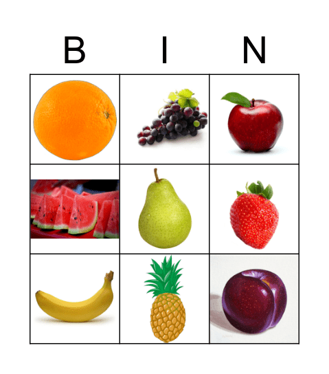 Croatian Fruit-Voce Bingo Card