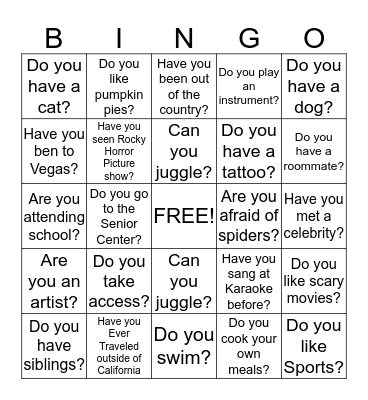 Halloween Bingo Card