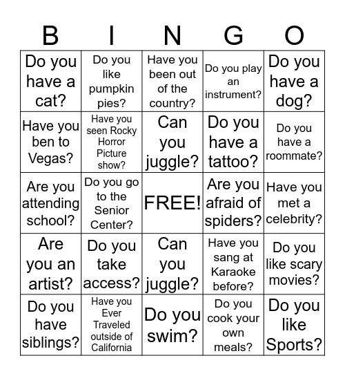 Halloween Bingo Card