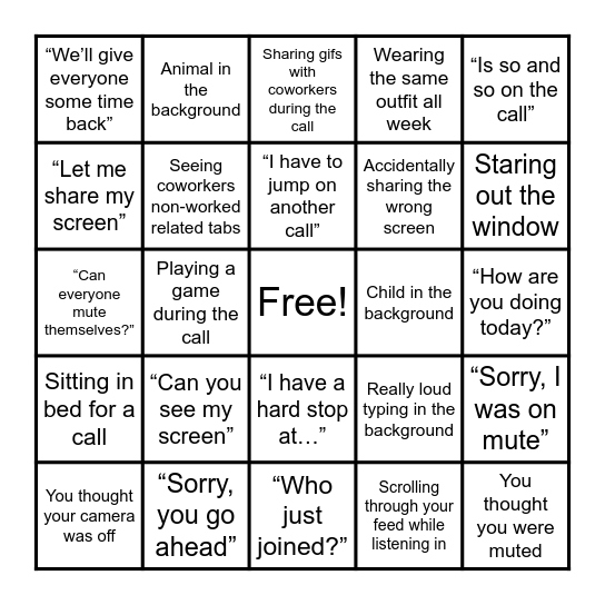 Learning Teams Bingo Card