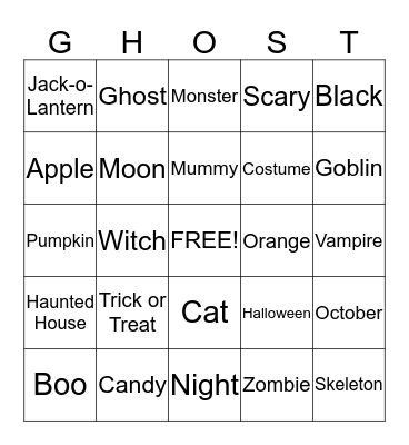 Halloween Bingo  Bingo Card