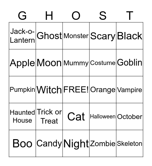 Halloween Bingo  Bingo Card