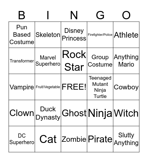 Halloween Bingo Card