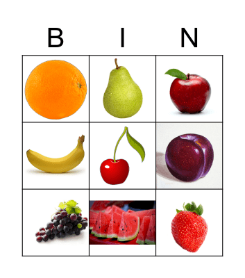 Croatian Fruit - Voće Bingo Card