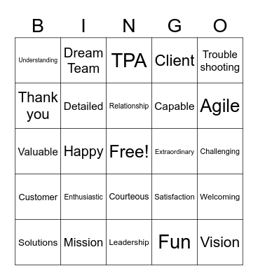 2020 Customer Service Week Bingo Card