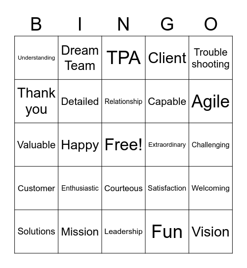 2020 Customer Service Week Bingo Card