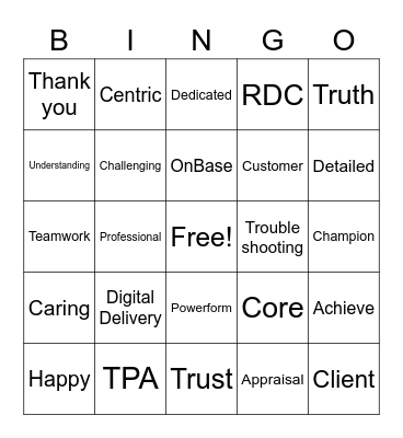 2020 Customer Service Week Bingo Card