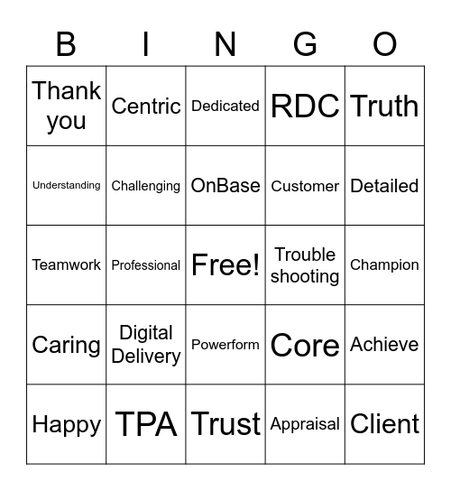 2020 Customer Service Week Bingo Card