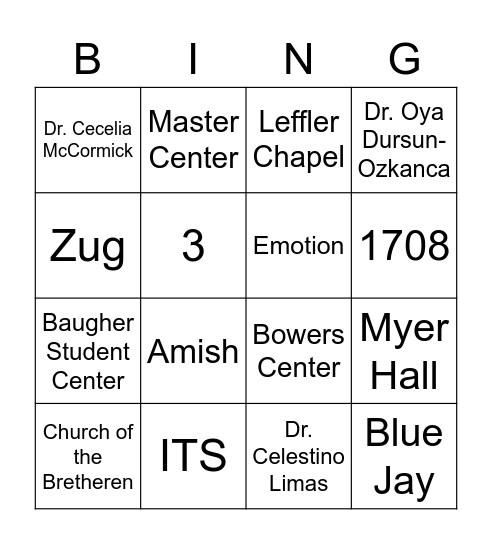 ETOWN Bingo Card
