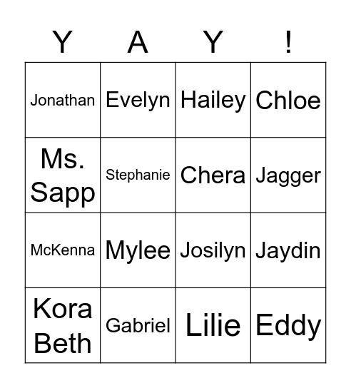 Getting To Know Us Bingo! Bingo Card