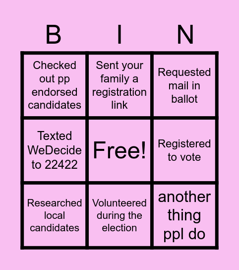 Ready for November 3rd? Bingo Card