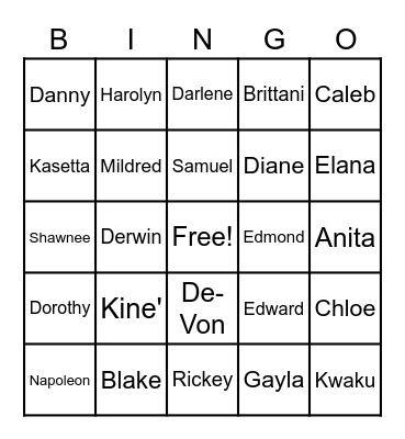THE MARSHALL FAMILY Bingo Card