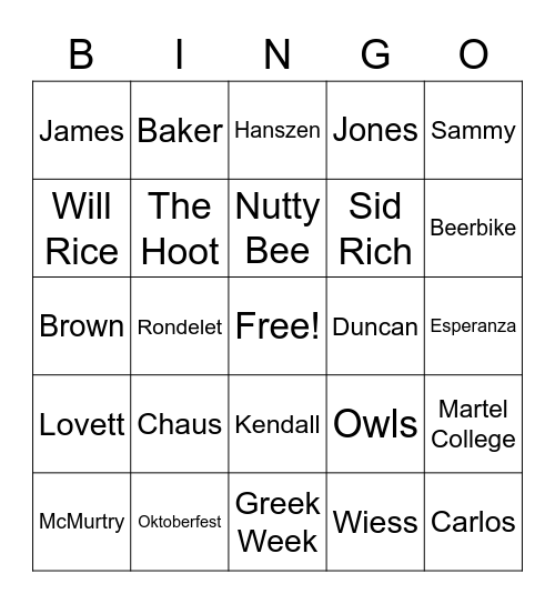 Associate Dinner Bingo Card