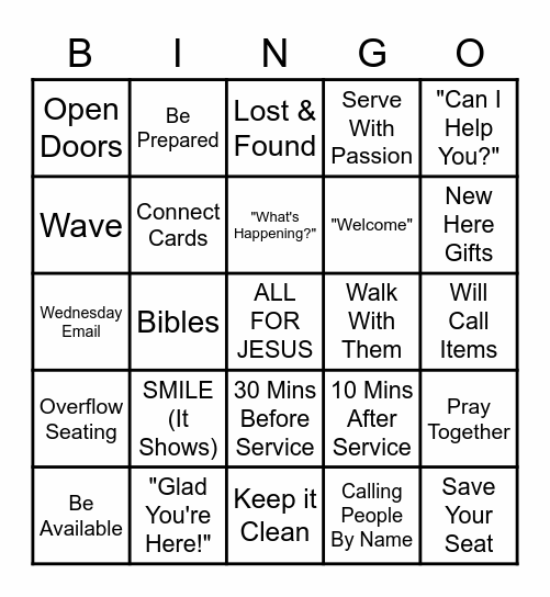 WELCOME TEAM BINGO Card