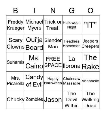 Halloween BINGO Card