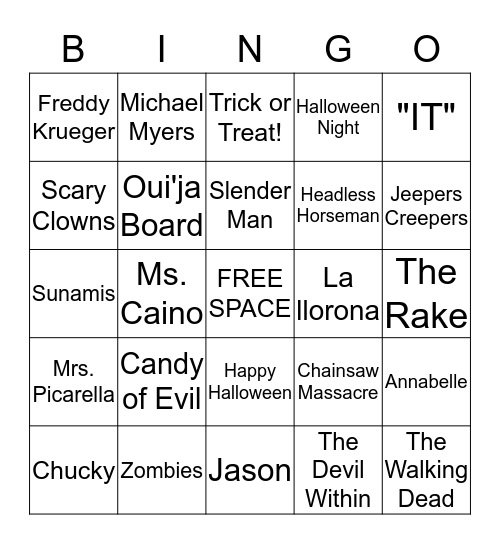 Halloween BINGO Card