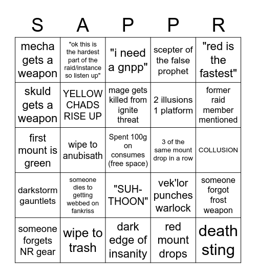 VISCIDUS GOIN DOWN TONIGHT BOYS Bingo Card